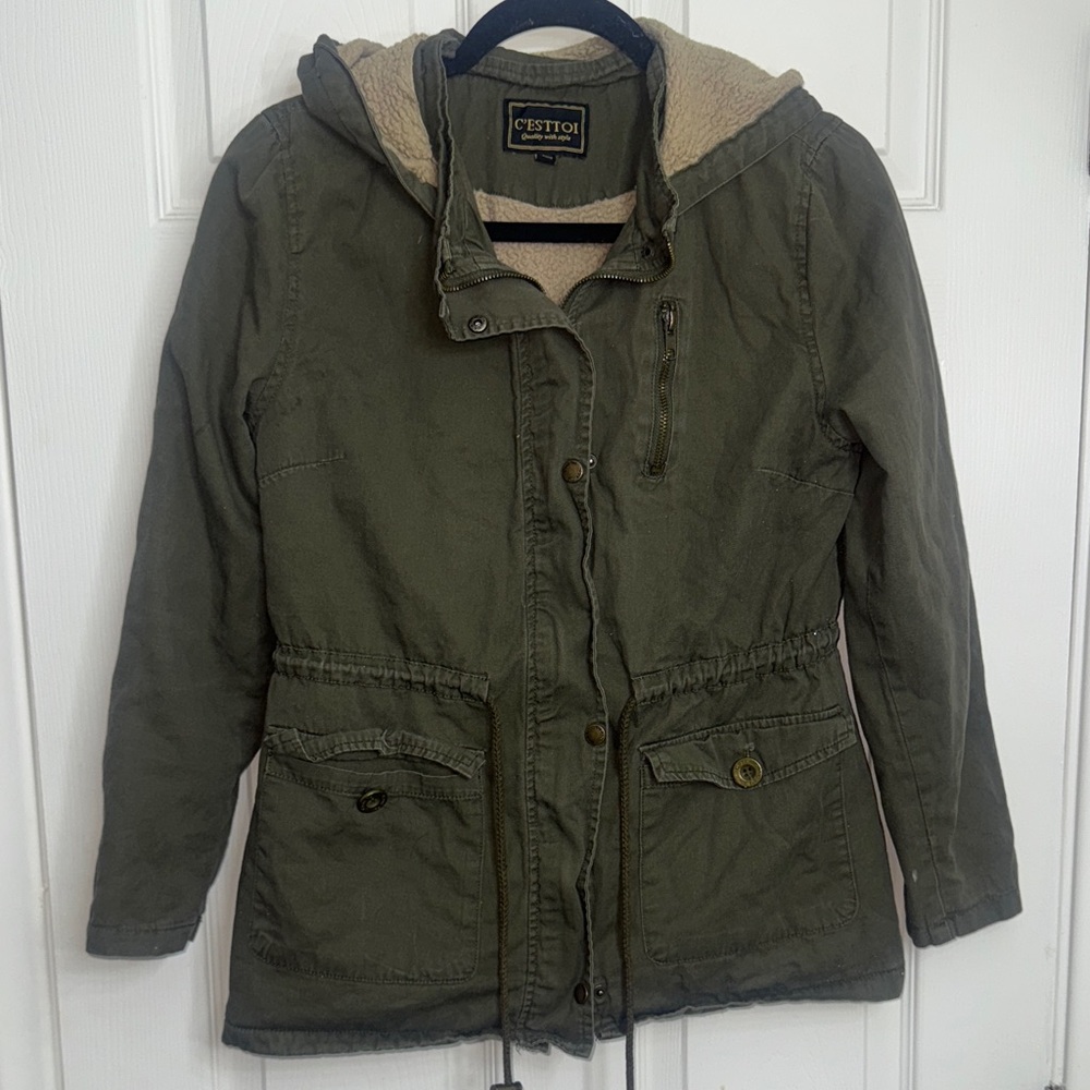 Women's Olive Hooded Jacket